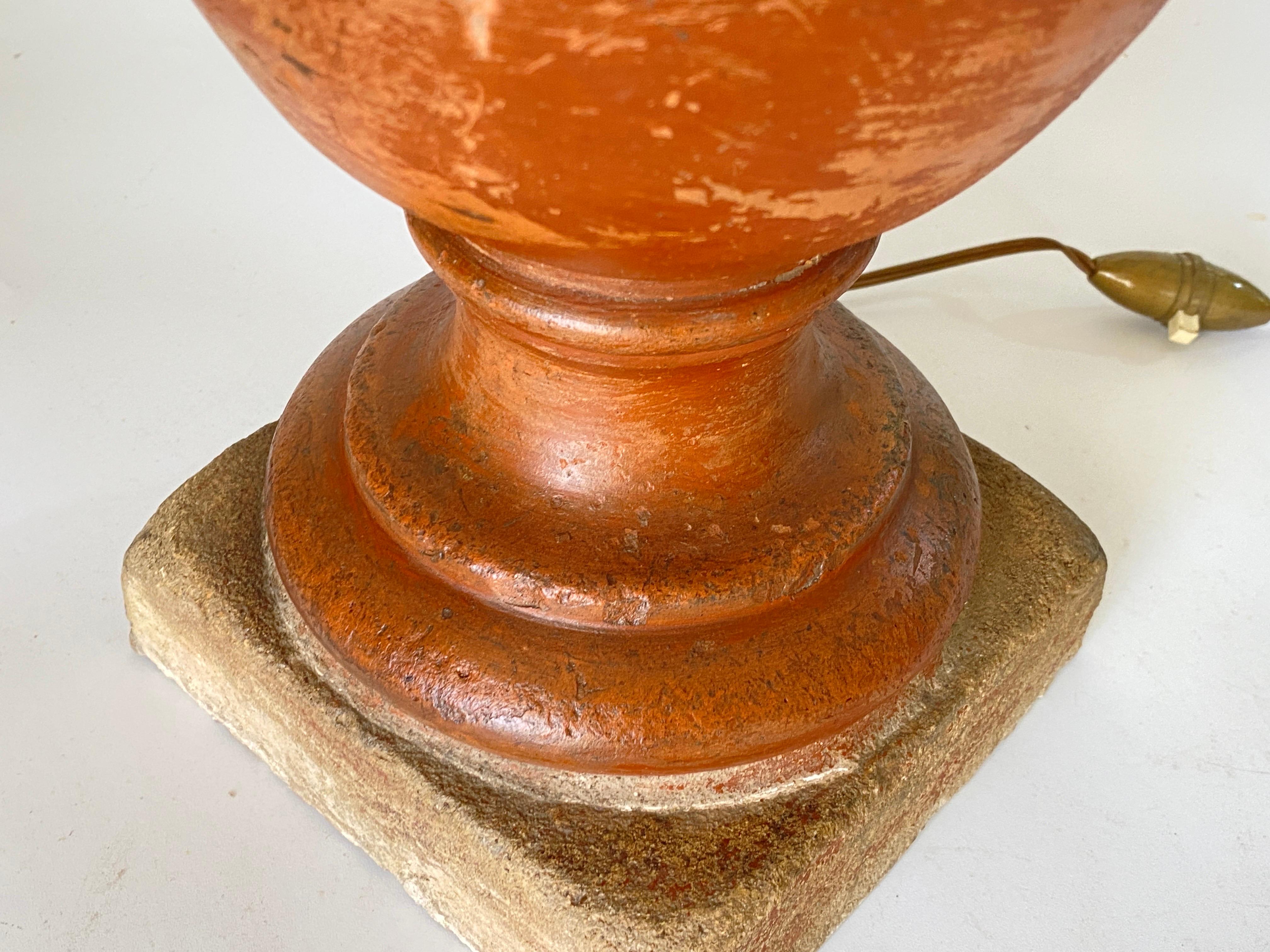 Tall French Neoclassical Terracotta Baluster Lamp, Brown Color, 19th Century For Sale 11
