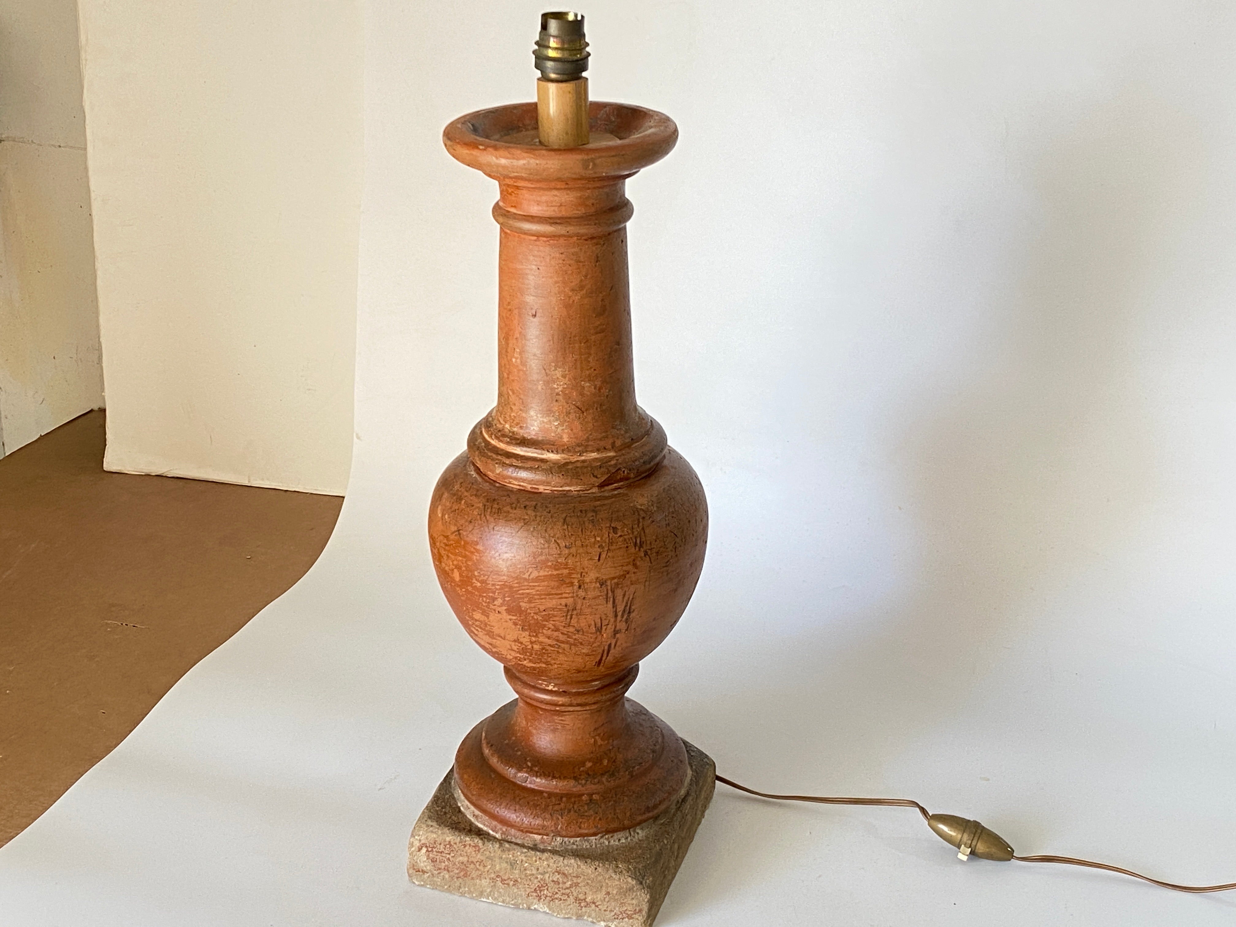 Tall French Neoclassical Terracotta Baluster Lamp, Brown Color, 19th Century For Sale 2