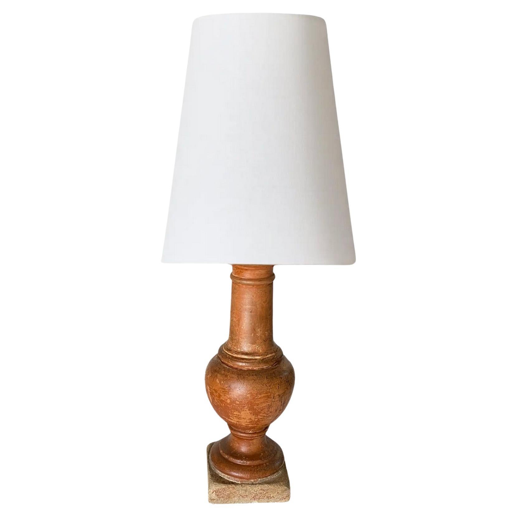 Tall French Neoclassical Terracotta Baluster Lamp, Brown Color, 19th Century For Sale 1