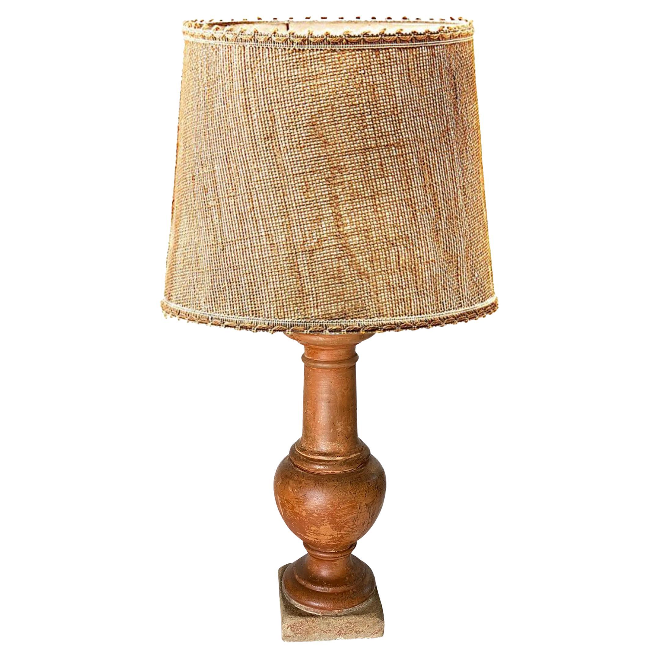 Tall French Neoclassical Terracotta Baluster Lamp, Brown Color, 19th Century For Sale