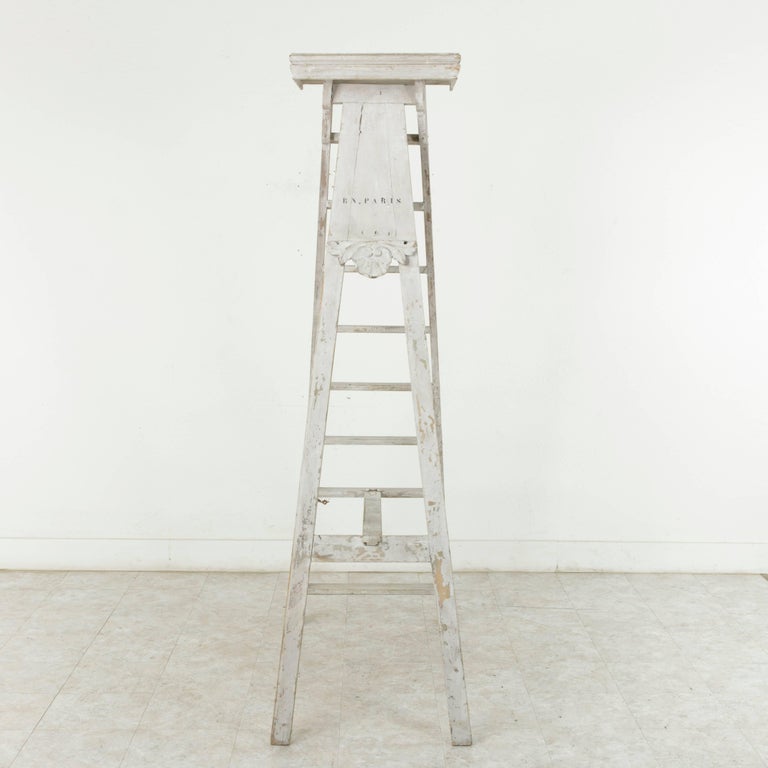 Tall French Painted Library Ladder from the Bibliothèque Nationale de ...
