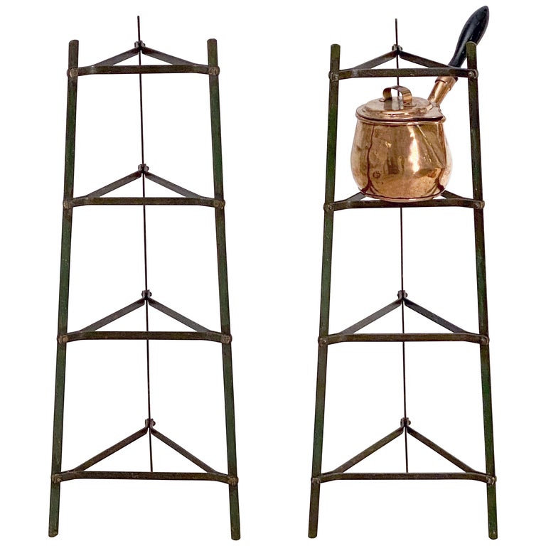 Tall French Pan or Pot Stand of Painted Metal