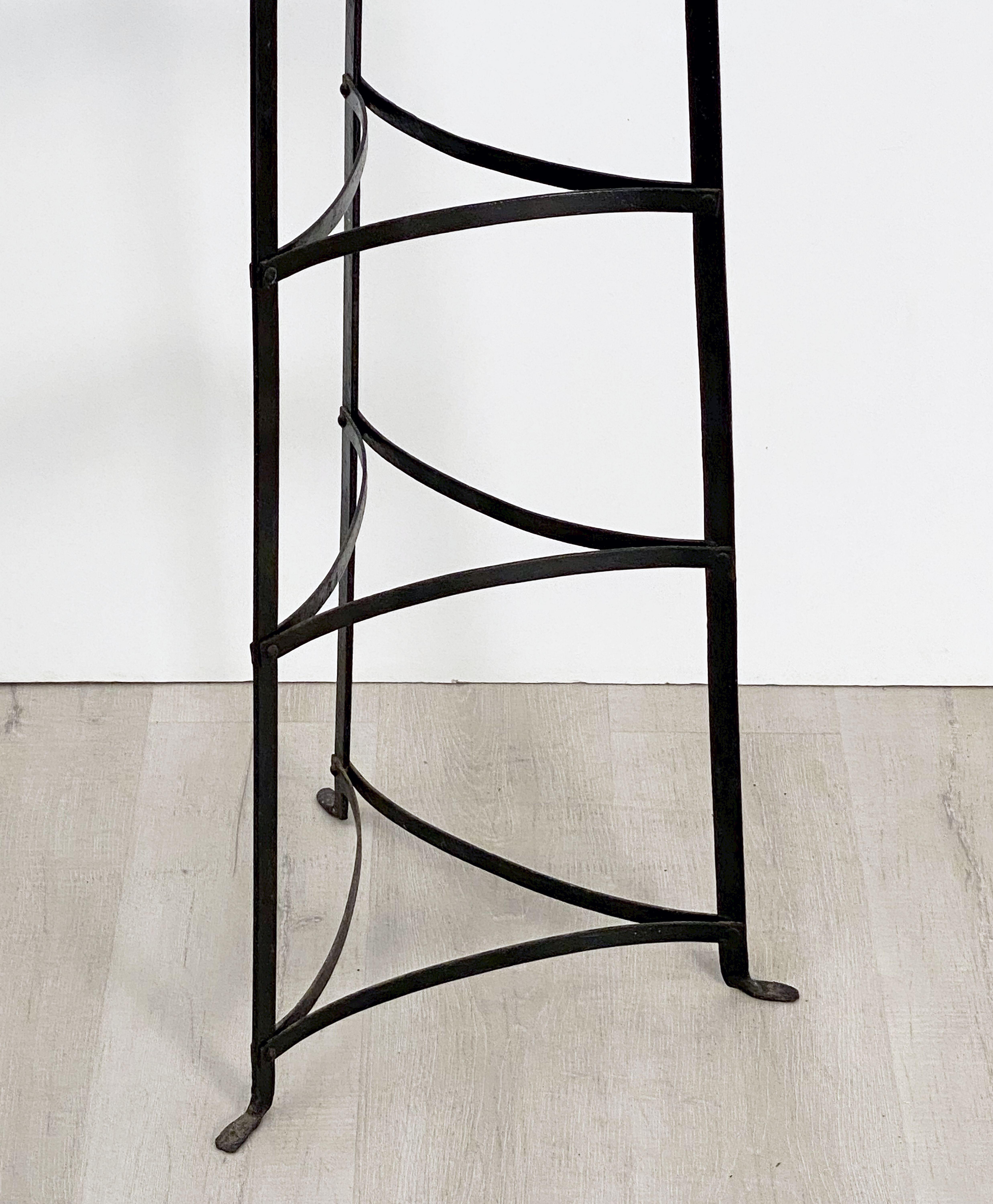 Tall French Pan or Pot Stand of Wrought Iron 'H 71' 11