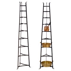 Tall French Pan or Pot Stand of Wrought Iron 'H 71'