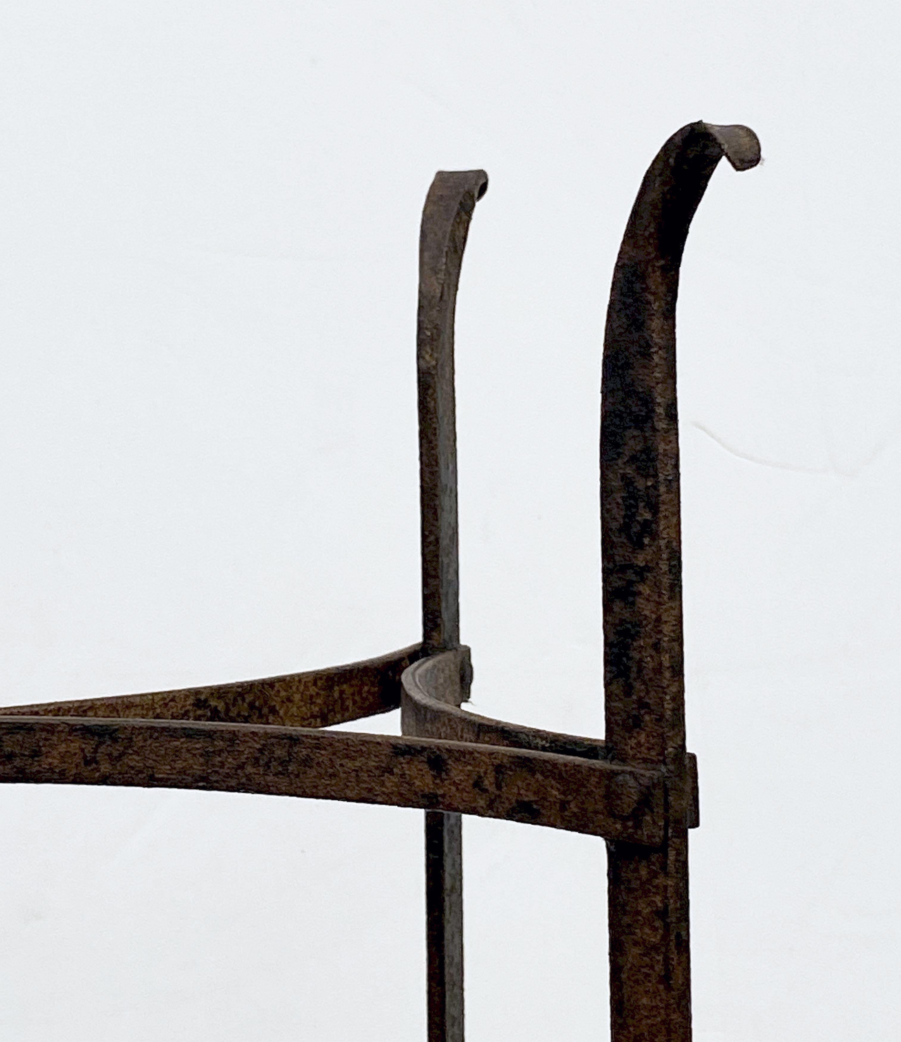 Metal Tall French Pan or Pot Stand of Wrought Iron