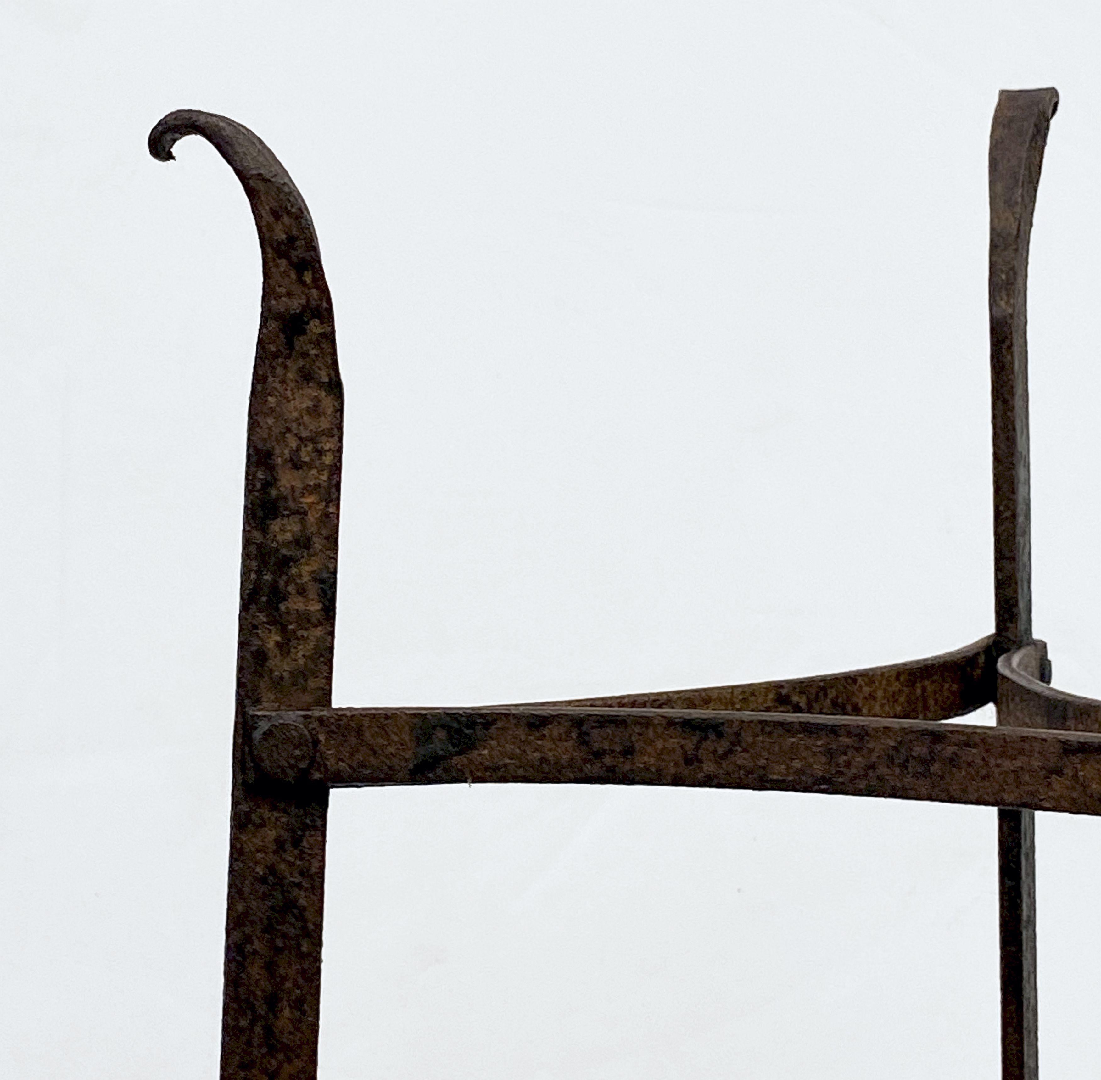Tall French Pan or Pot Stand of Wrought Iron 1