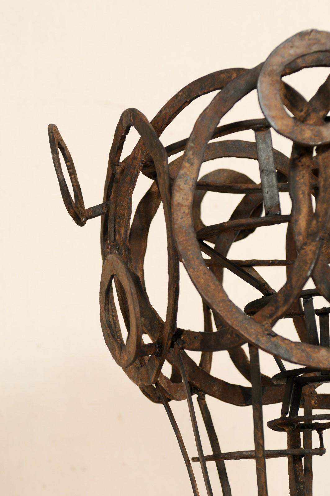 20th Century Tall French Sculptural Iron Abstract Art Piece, circa 1930s-1940s For Sale