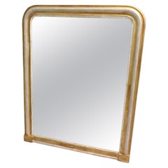 Antique Tall French Silver and Gold Louis Philippe Wall Mirror