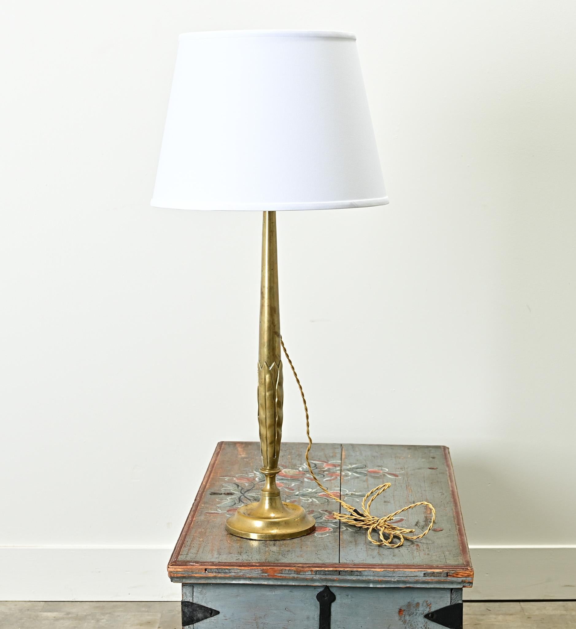 Other Tall French Solid Brass Table Lamp For Sale