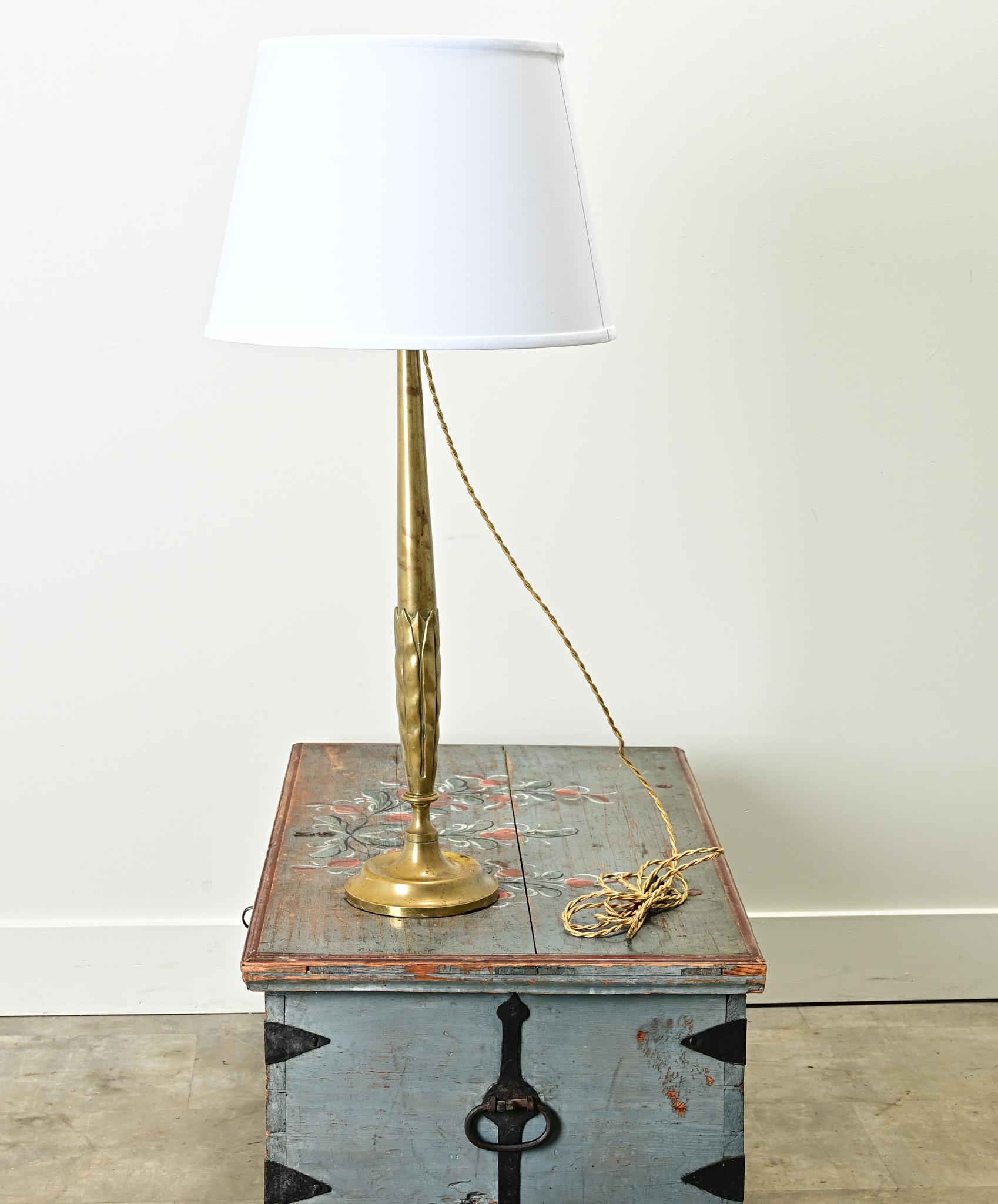 Tall French Solid Brass Table Lamp For Sale 1