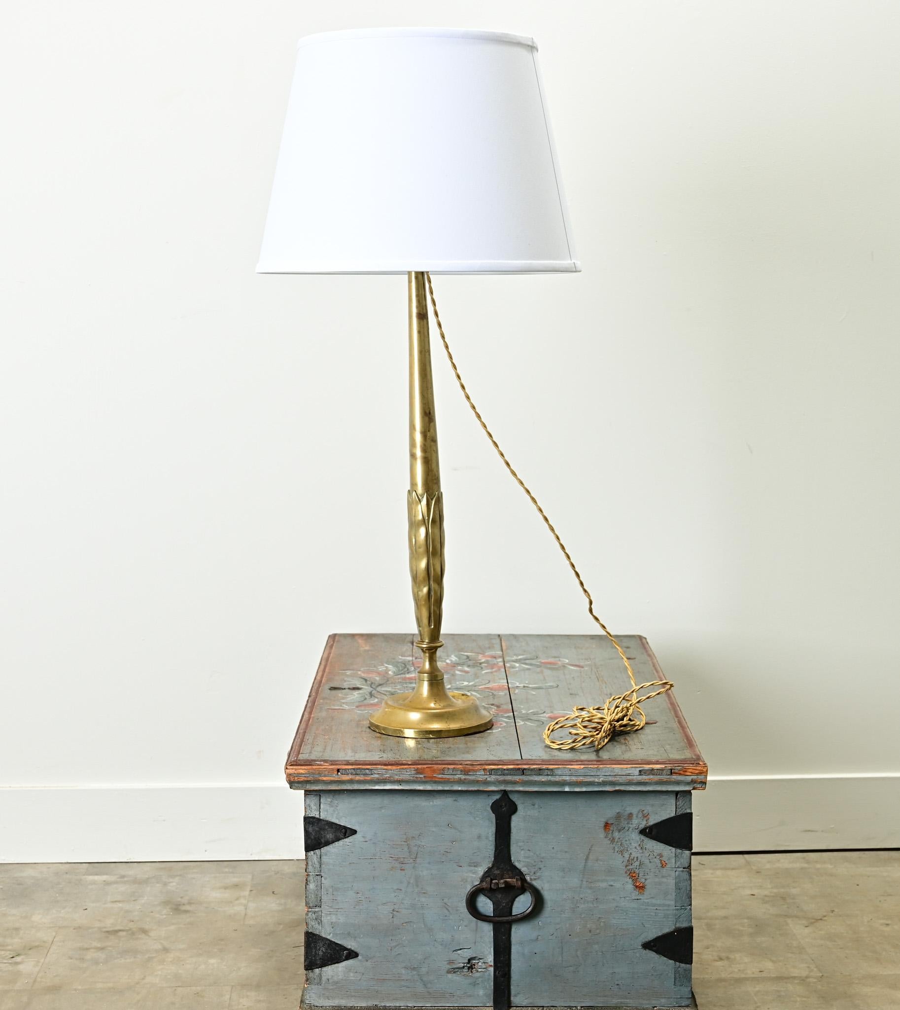 Tall French Solid Brass Table Lamp For Sale 2