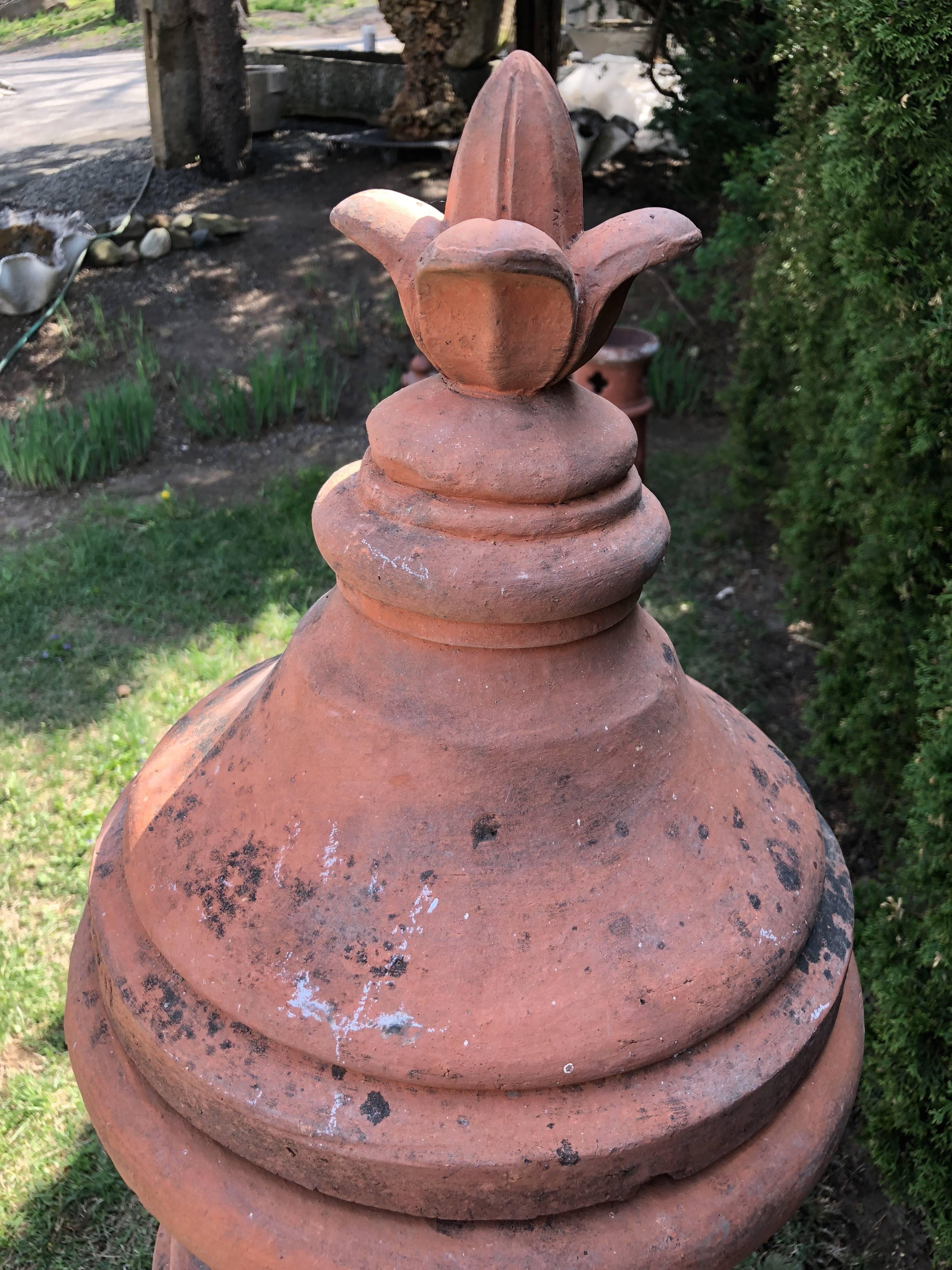 Tall French Terracotta Garden Lantern In Good Condition In Woodbury, CT