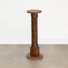 Tall French Twisted Wood Pedestal Table