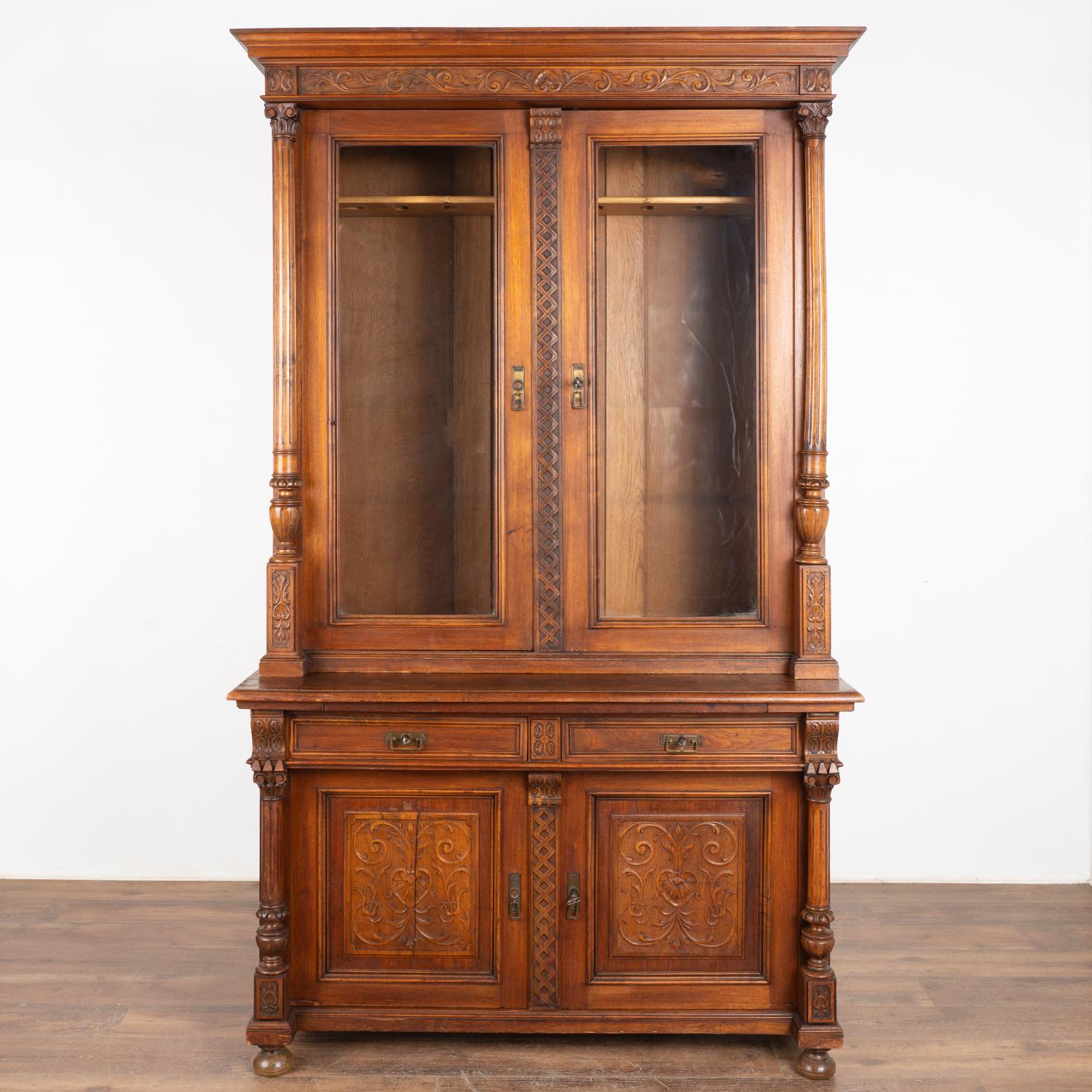 Tall French Walnut Gun Cabinet, Circa 1890 In Good Condition For Sale In Round Top, TX