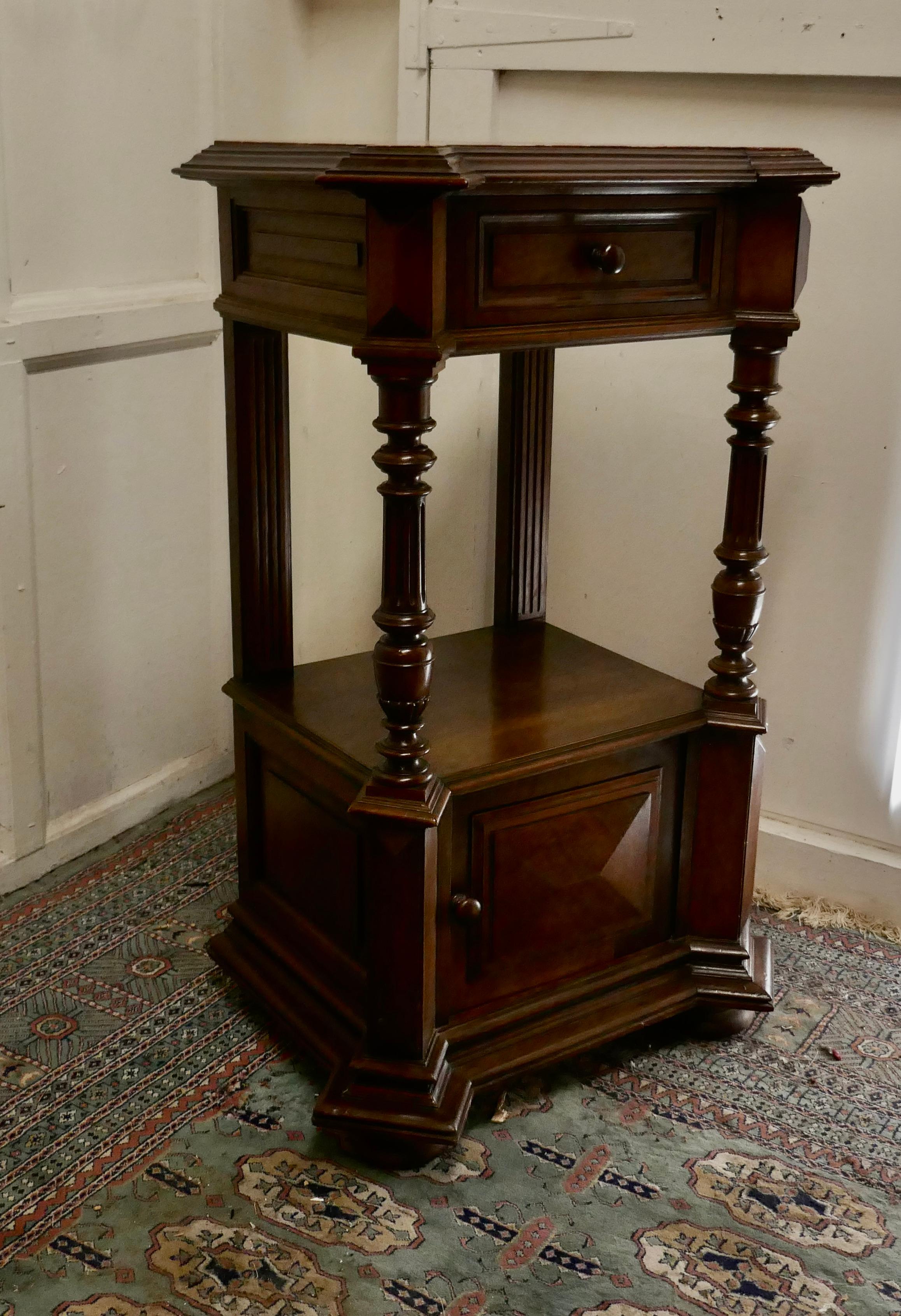 French Provincial Tall French Walnut Side Cabinet For Sale