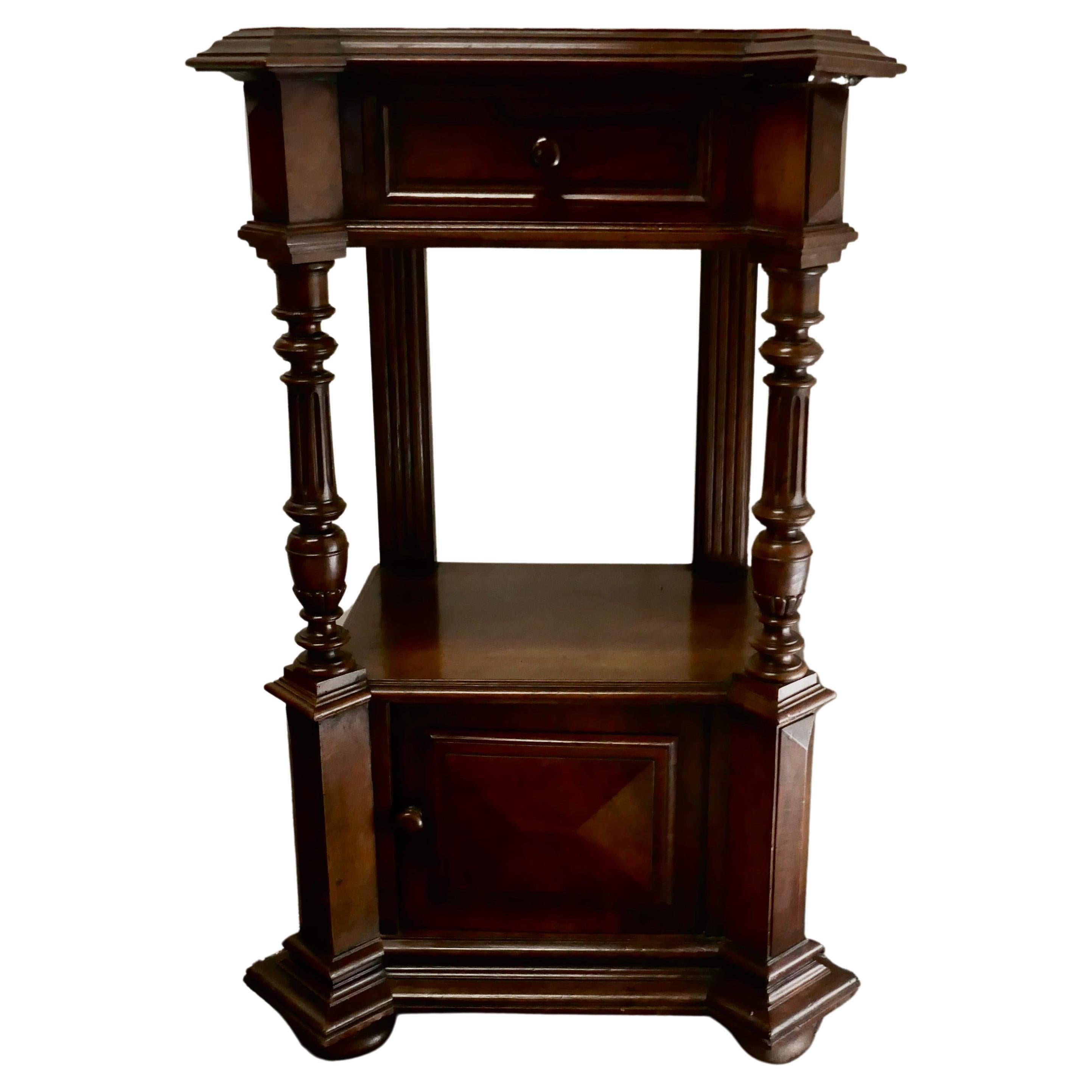 Tall French Walnut Side Cabinet For Sale