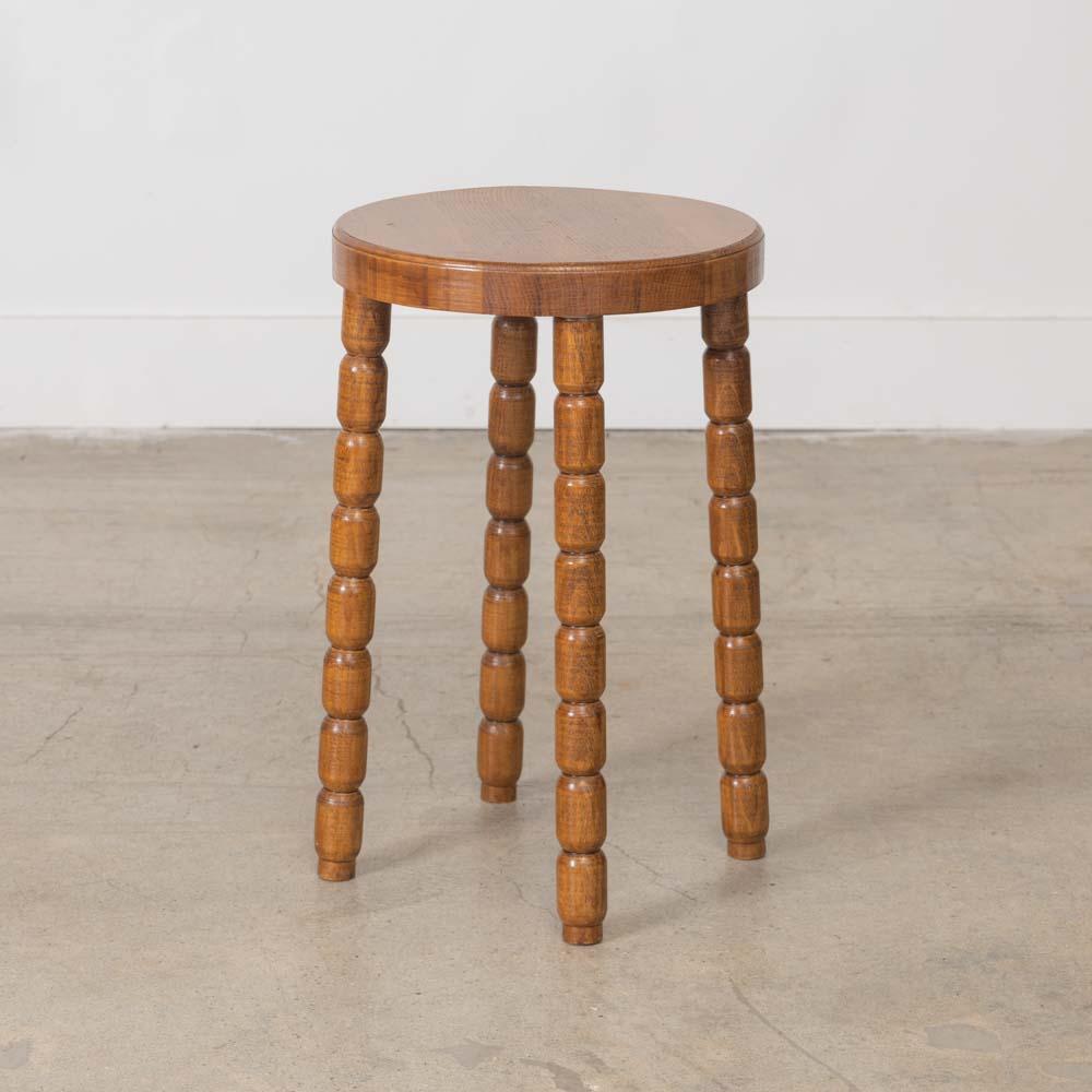 Tall French Wood Stool For Sale 1