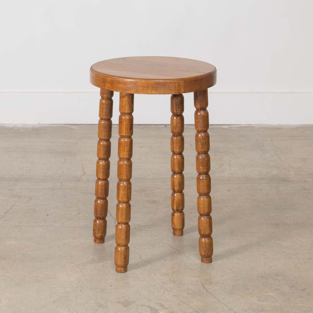 Tall French Wood Stool For Sale 2