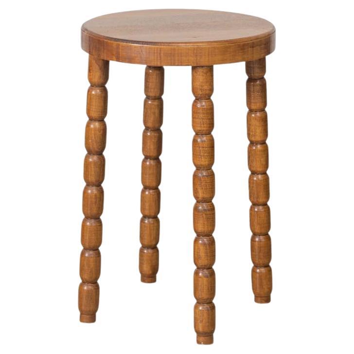 Tall French Wood Stool For Sale