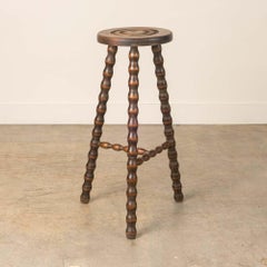 Tall French Wood Tripod Stool