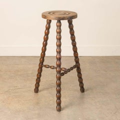 Tall French Wood Tripod Stool