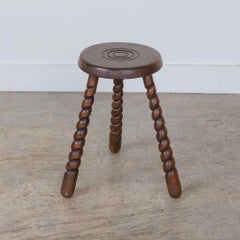 Tall French Wood Tripod Stool