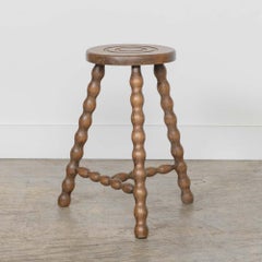 Tall French Wood Tripod Stool