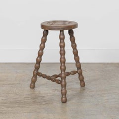 Tall French Wood Tripod Stool