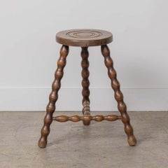 Tall French Wood Tripod Stool