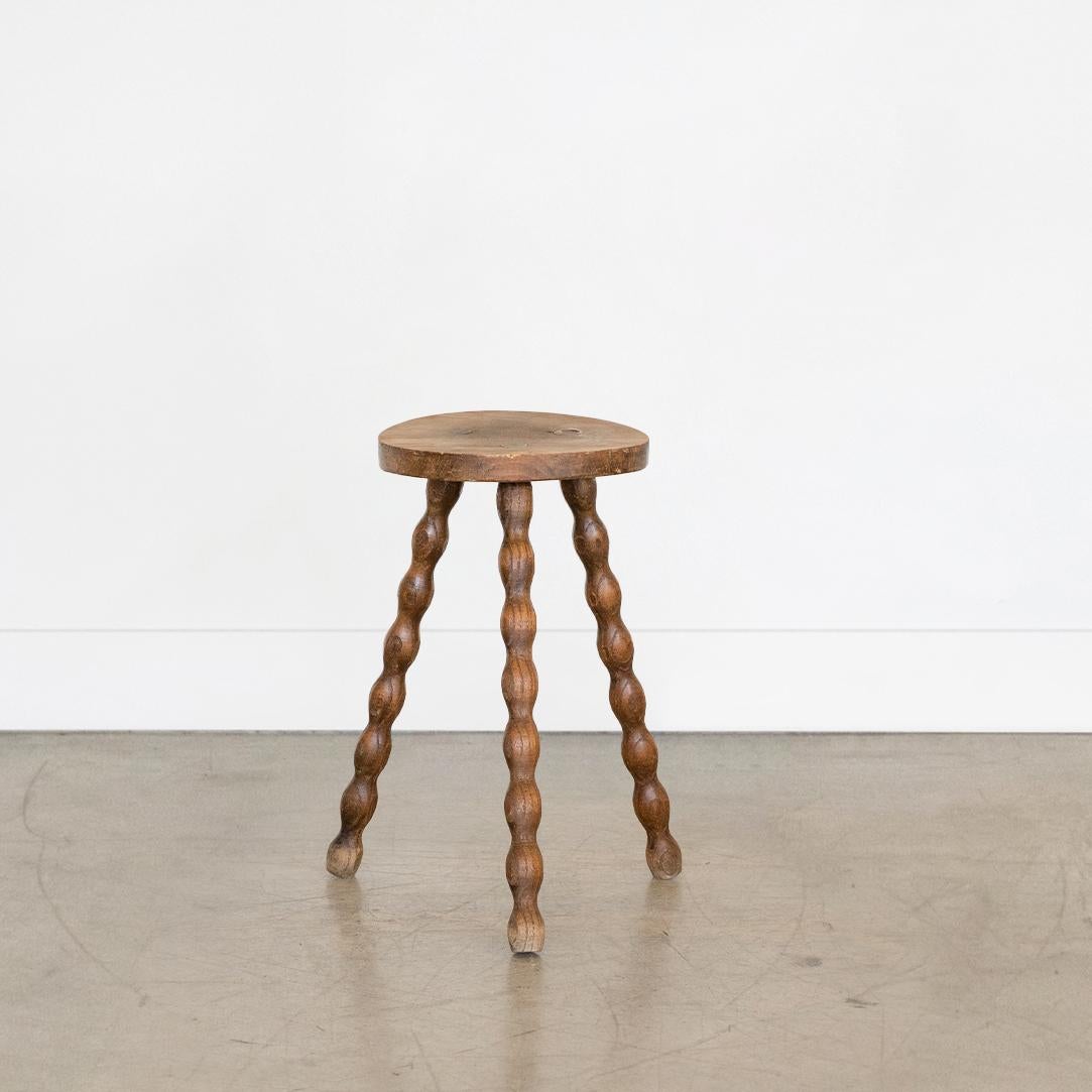 Tall French Wood Tripod Stool In Good Condition In Los Angeles, CA