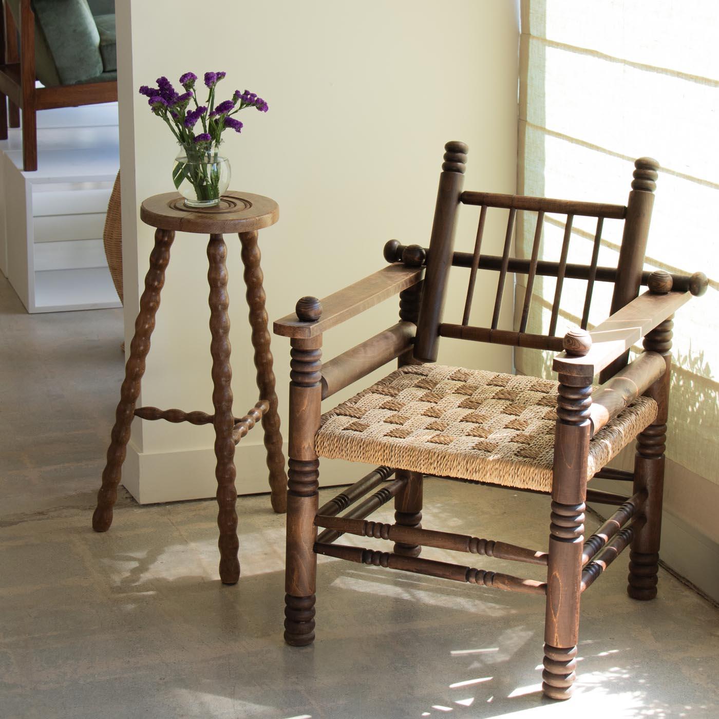 Tall French Wood Tripod Stool In Good Condition In Los Angeles, CA