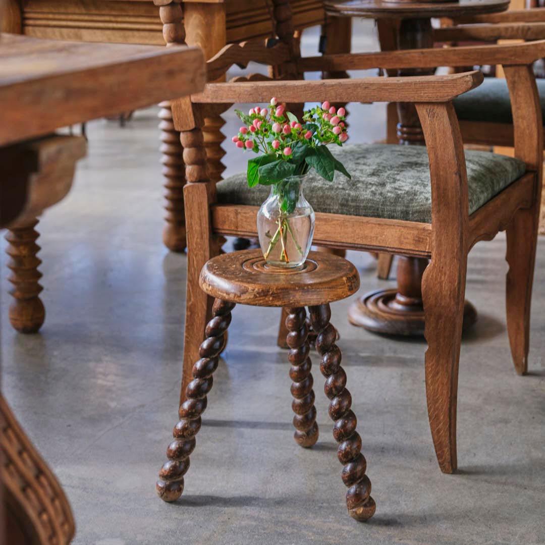 Tall French Wood Tripod Stool In Good Condition In Los Angeles, CA