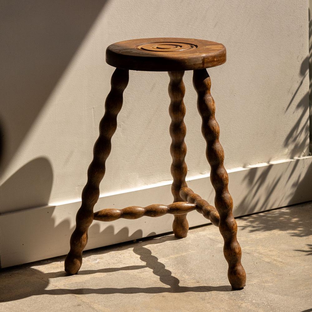 Francese Sgabello francese alto a treppiede in Wood in vendita