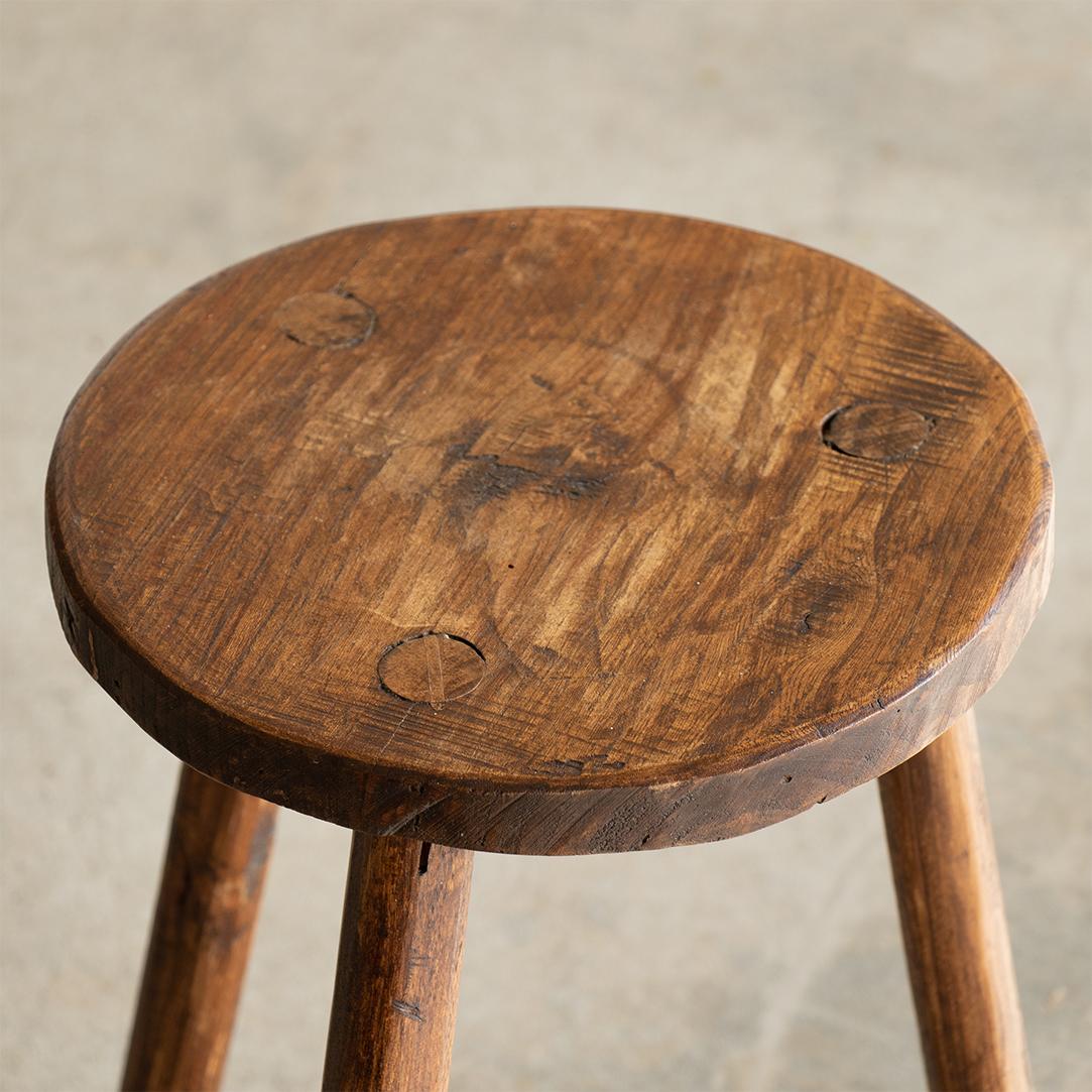 20th Century Tall French Wood Tripod Stool