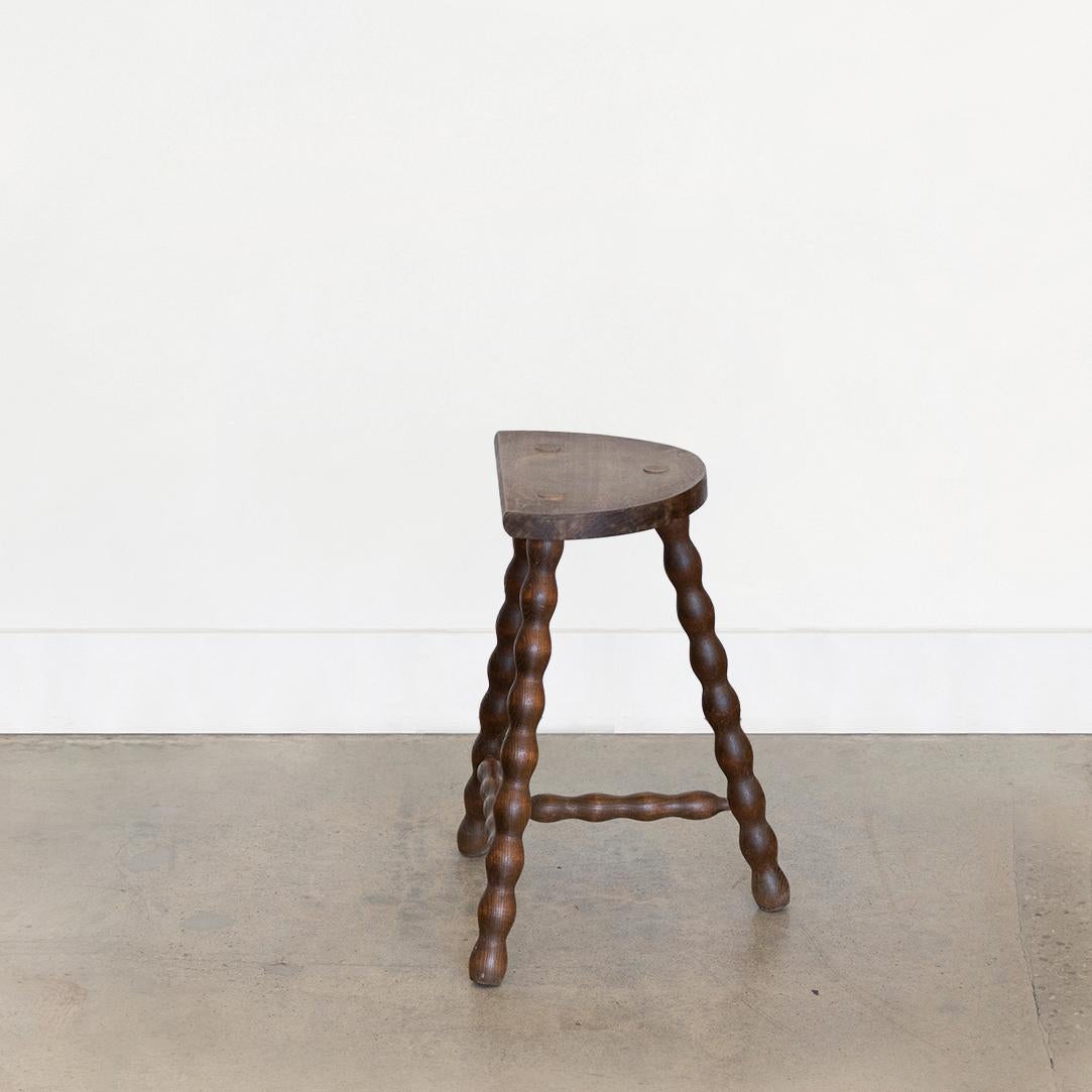 20th Century Tall French Wood Tripod Stool