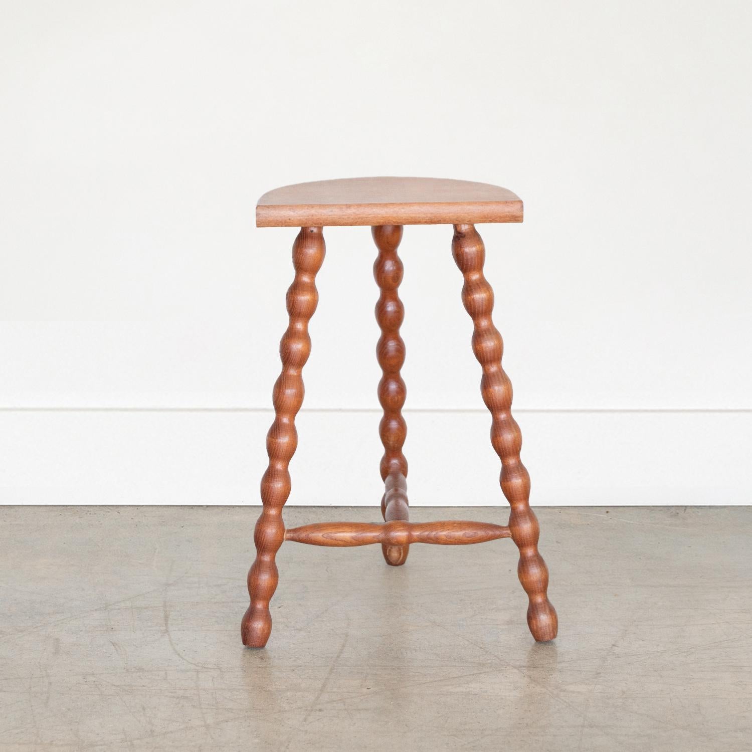 Tall French Wood Tripod Stool In Good Condition In Los Angeles, CA