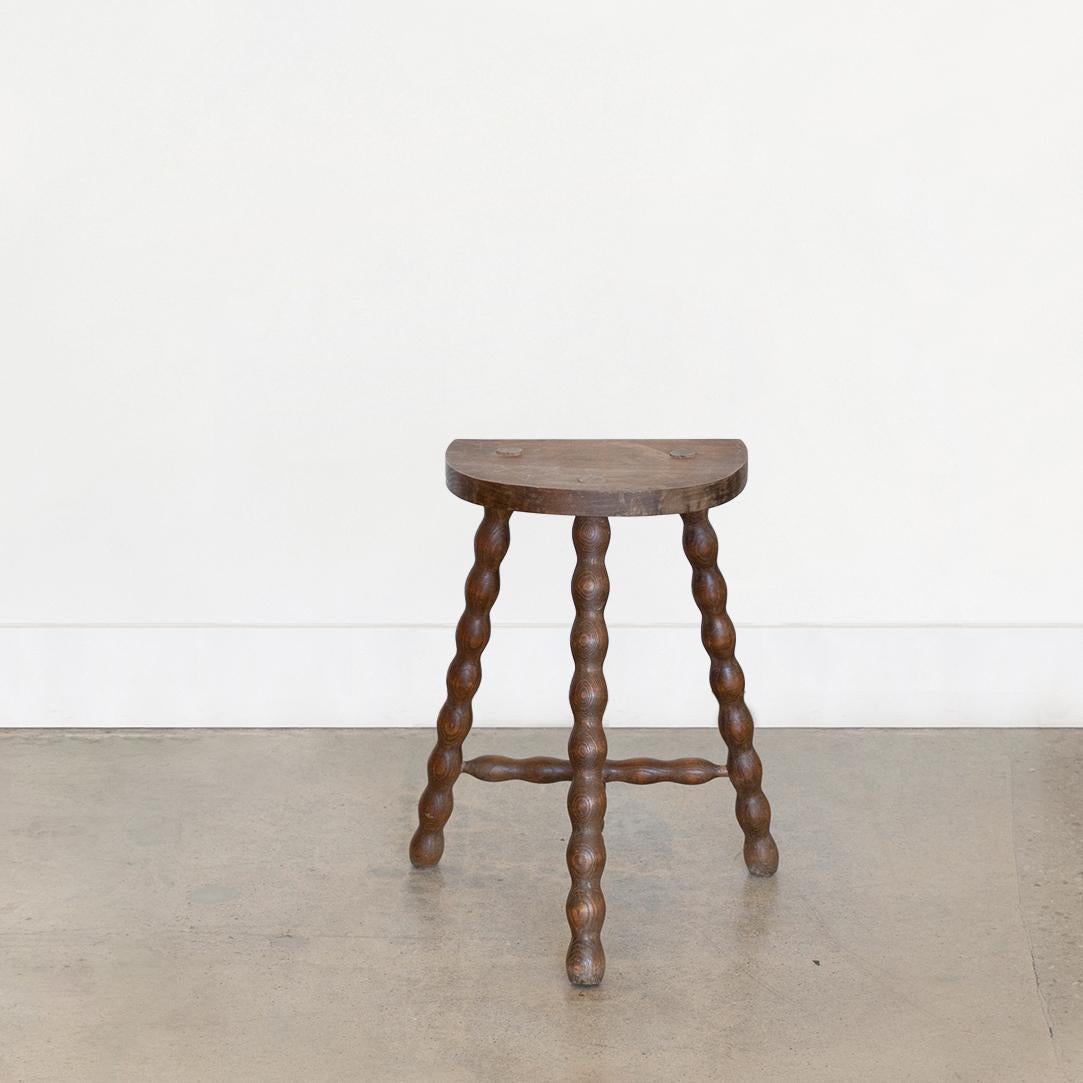 Oak Tall French Wood Tripod Stool