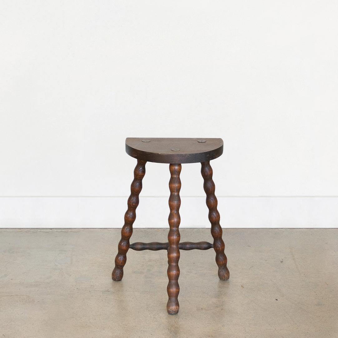 Oak Tall French Wood Tripod Stool