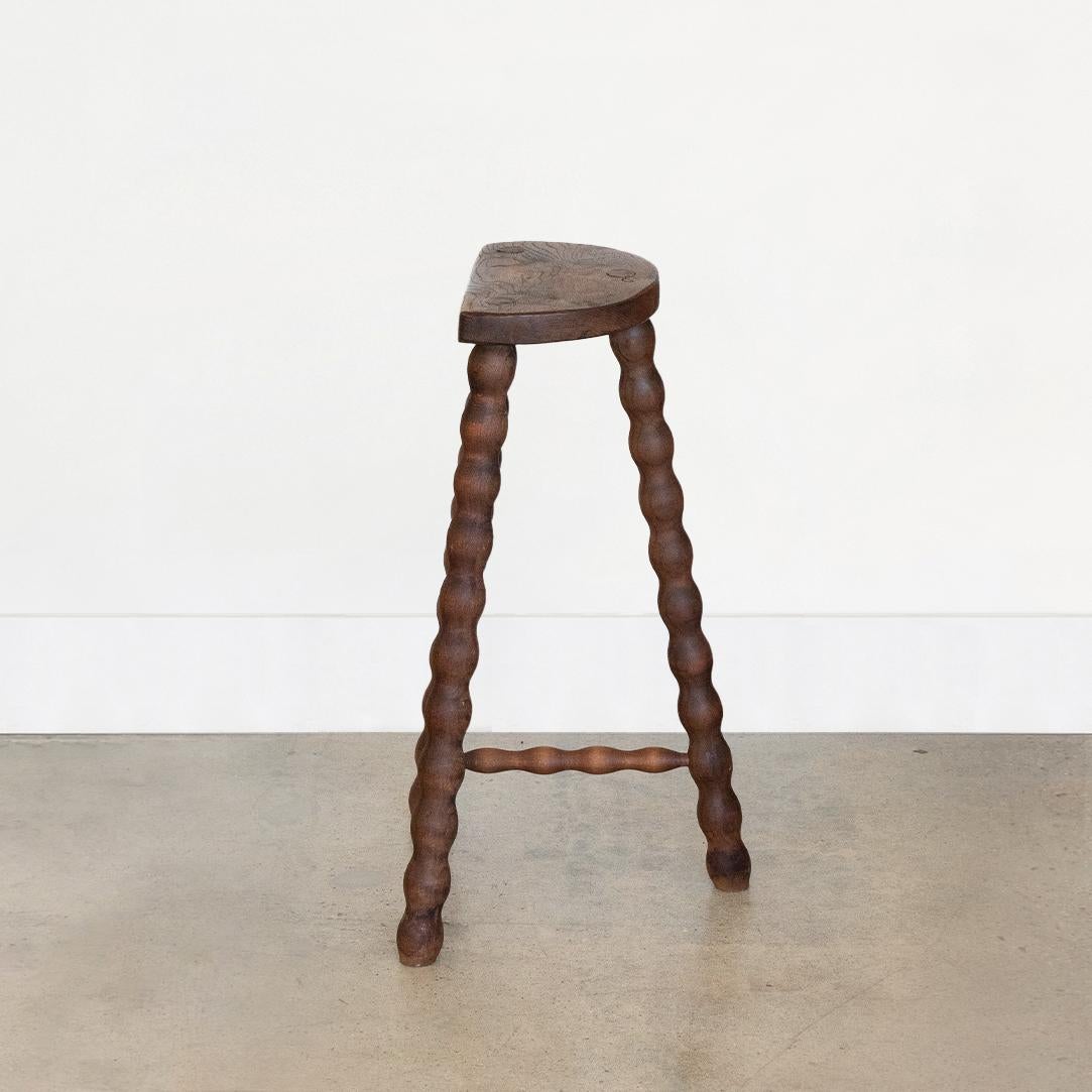 Oak Tall French Wood Tripod Stool