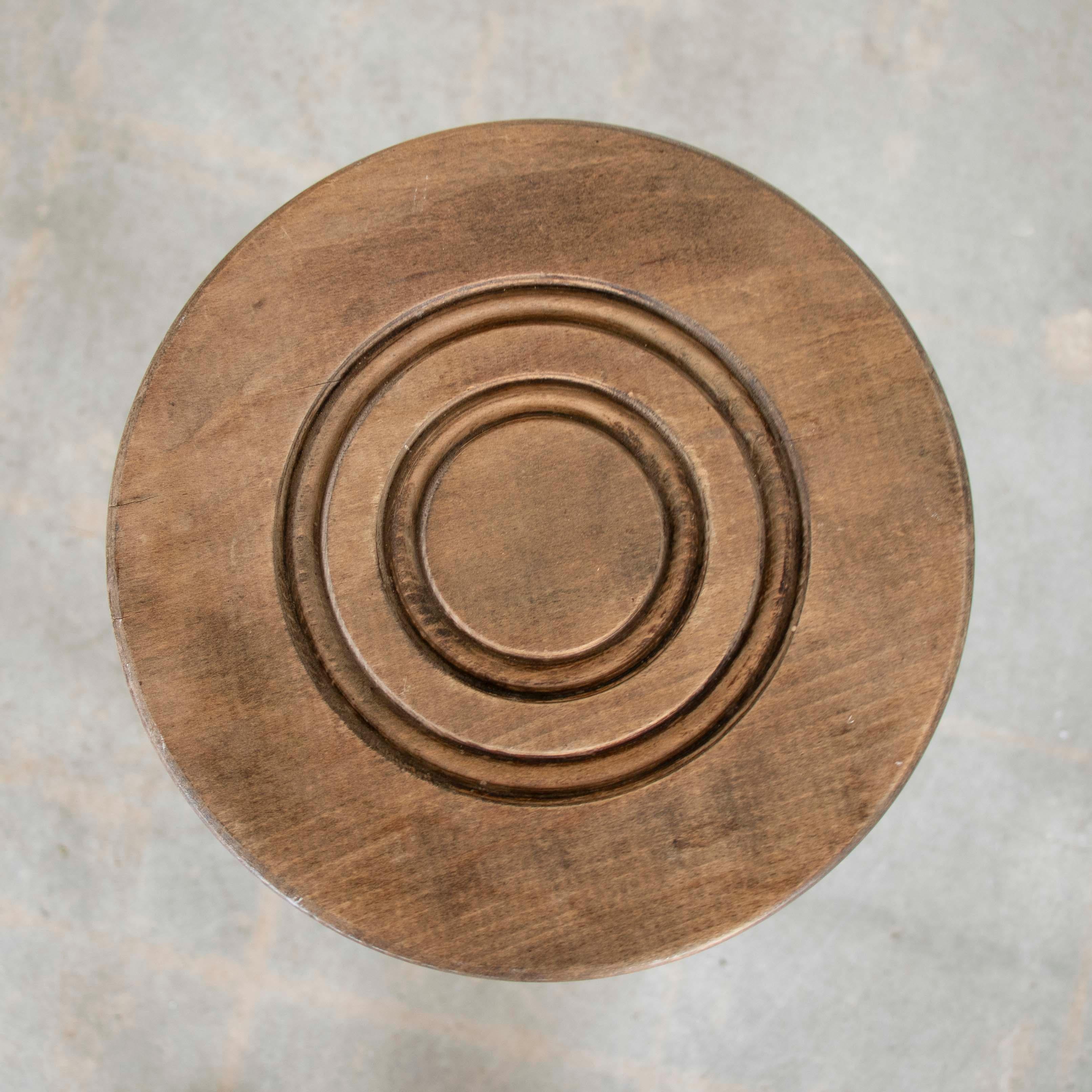 Tall French Wood Tripod Stool 1