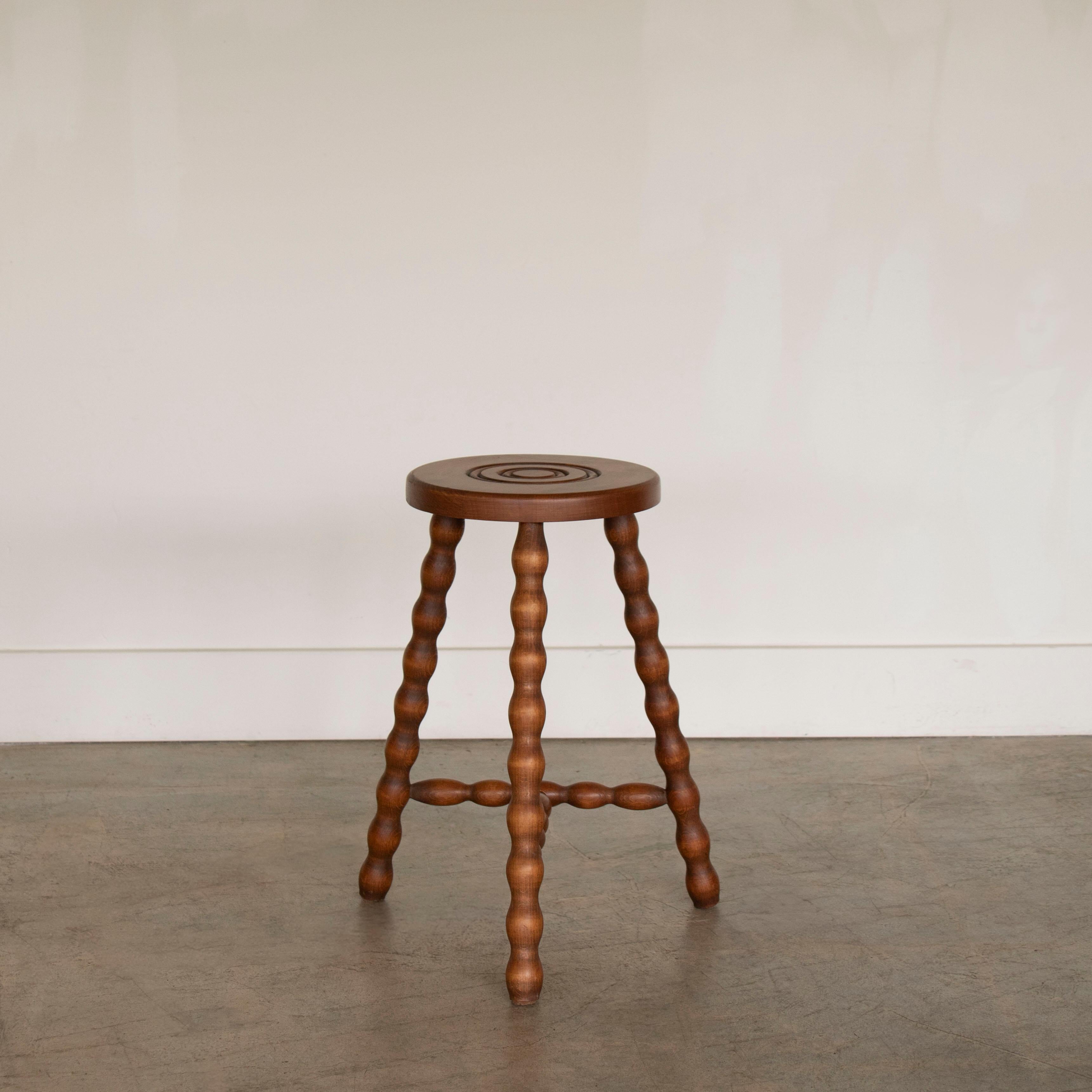 Tall French Wood Tripod Stool 1