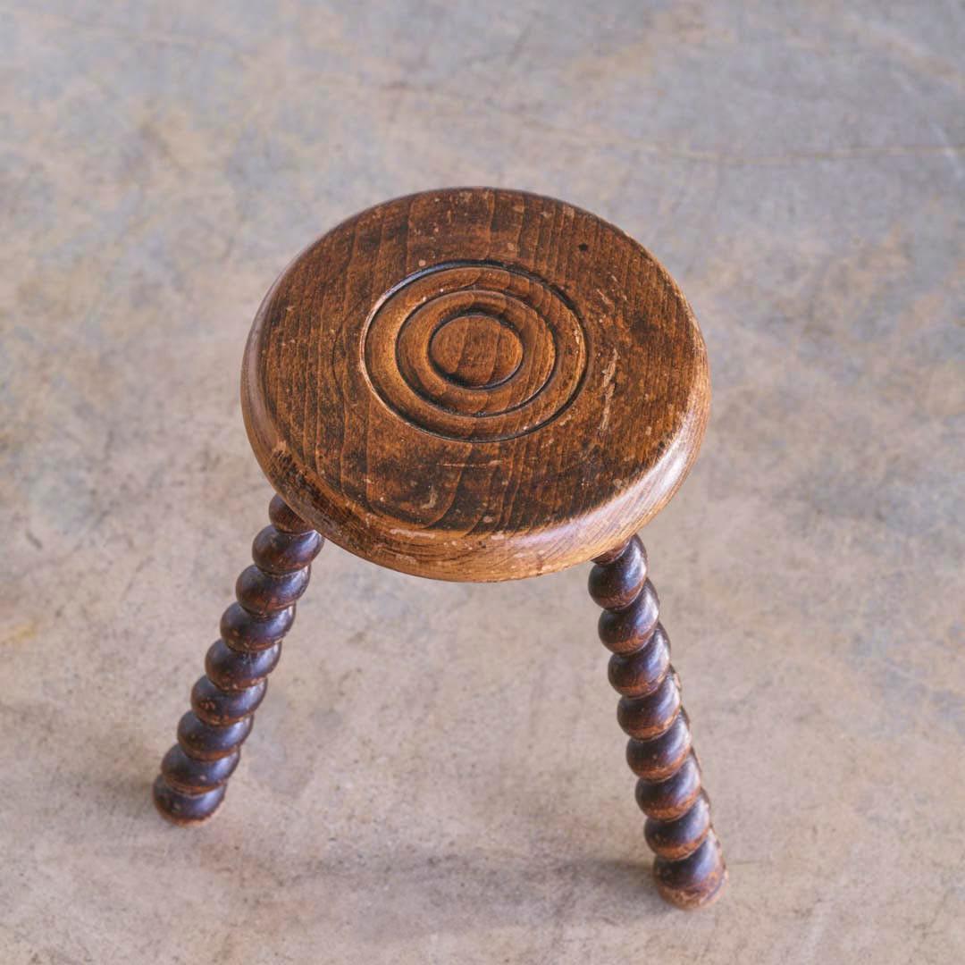 Tall French Wood Tripod Stool 1