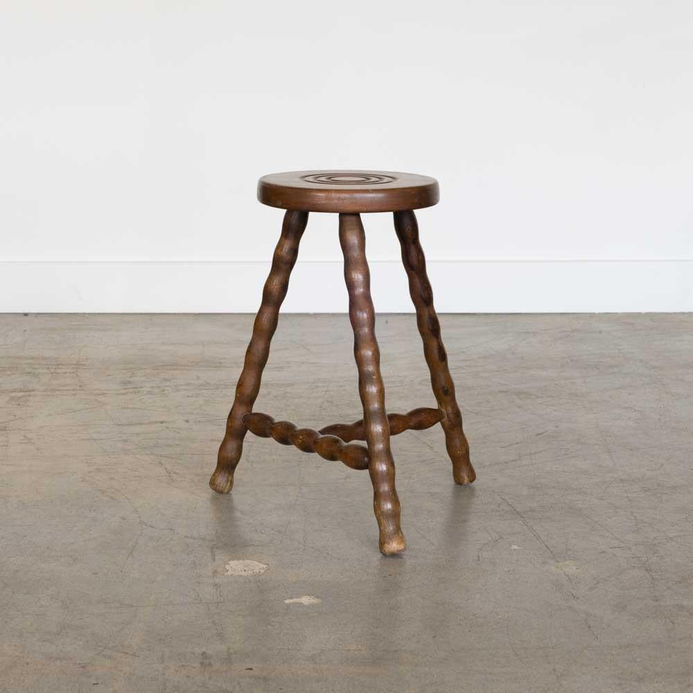 Tall French Wood Tripod Stool 1