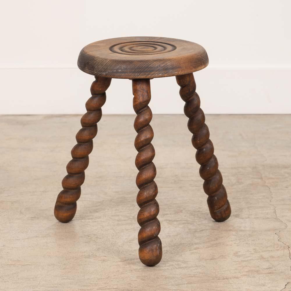20ième siècle Tall French Wood Tripod Stool en vente
