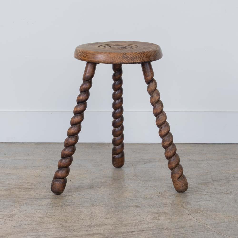 Tall French Wood Tripod Stool For Sale at 1stDibs