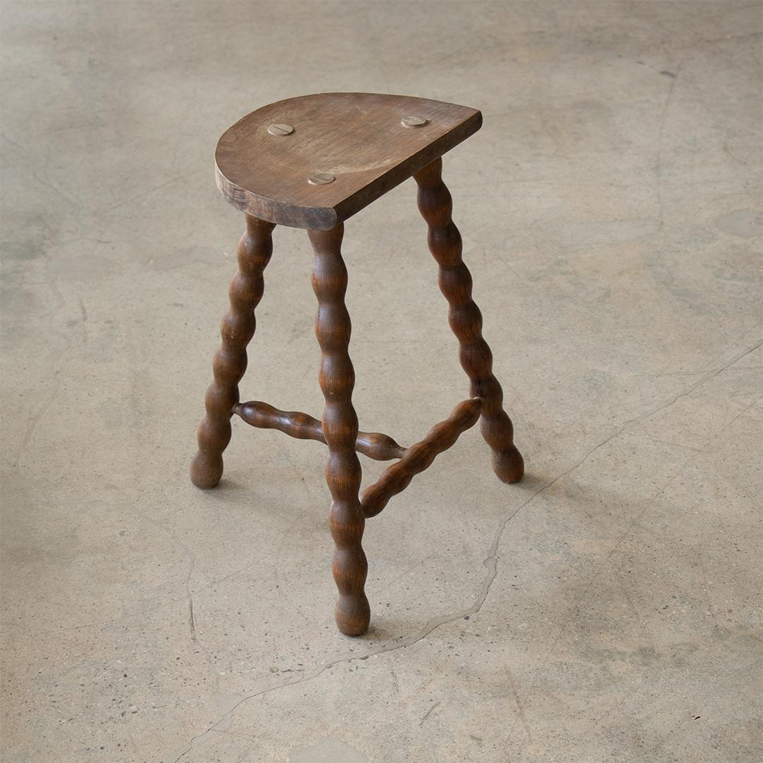 Tall French Wood Tripod Stool 1