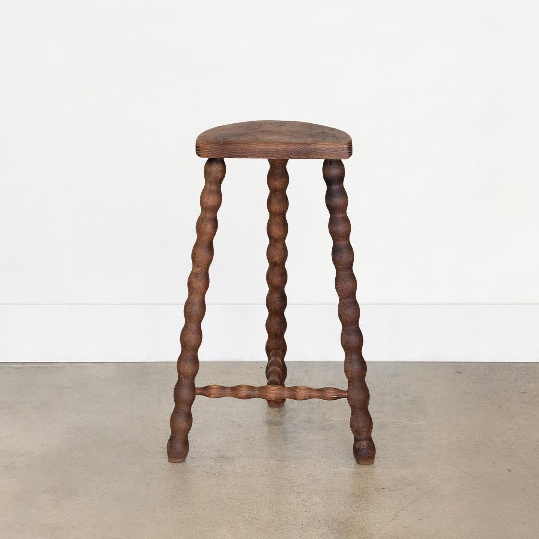 Tall French Wood Tripod Stool 1