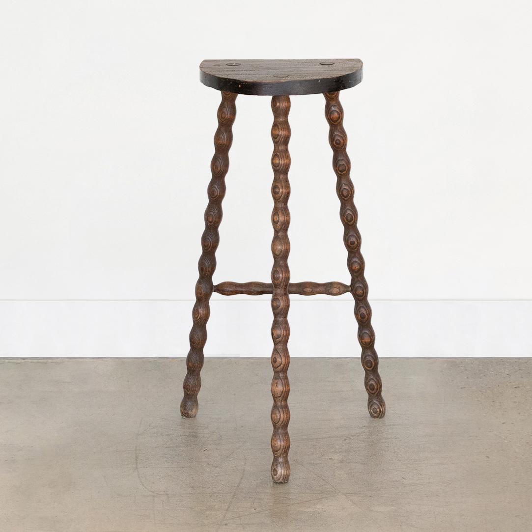 Tall French Wood Tripod Stool 2