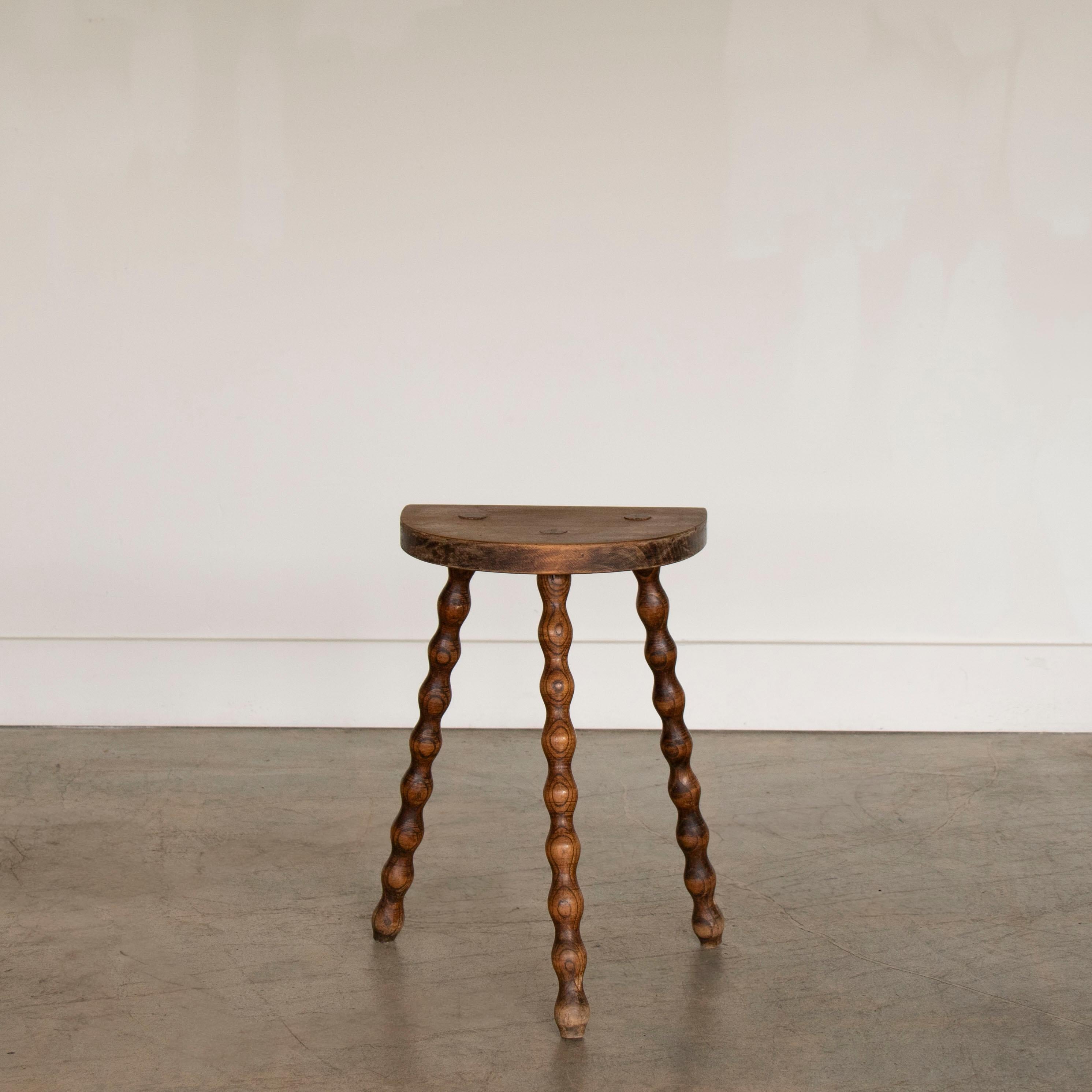 Tall French Wood Tripod Stool 2