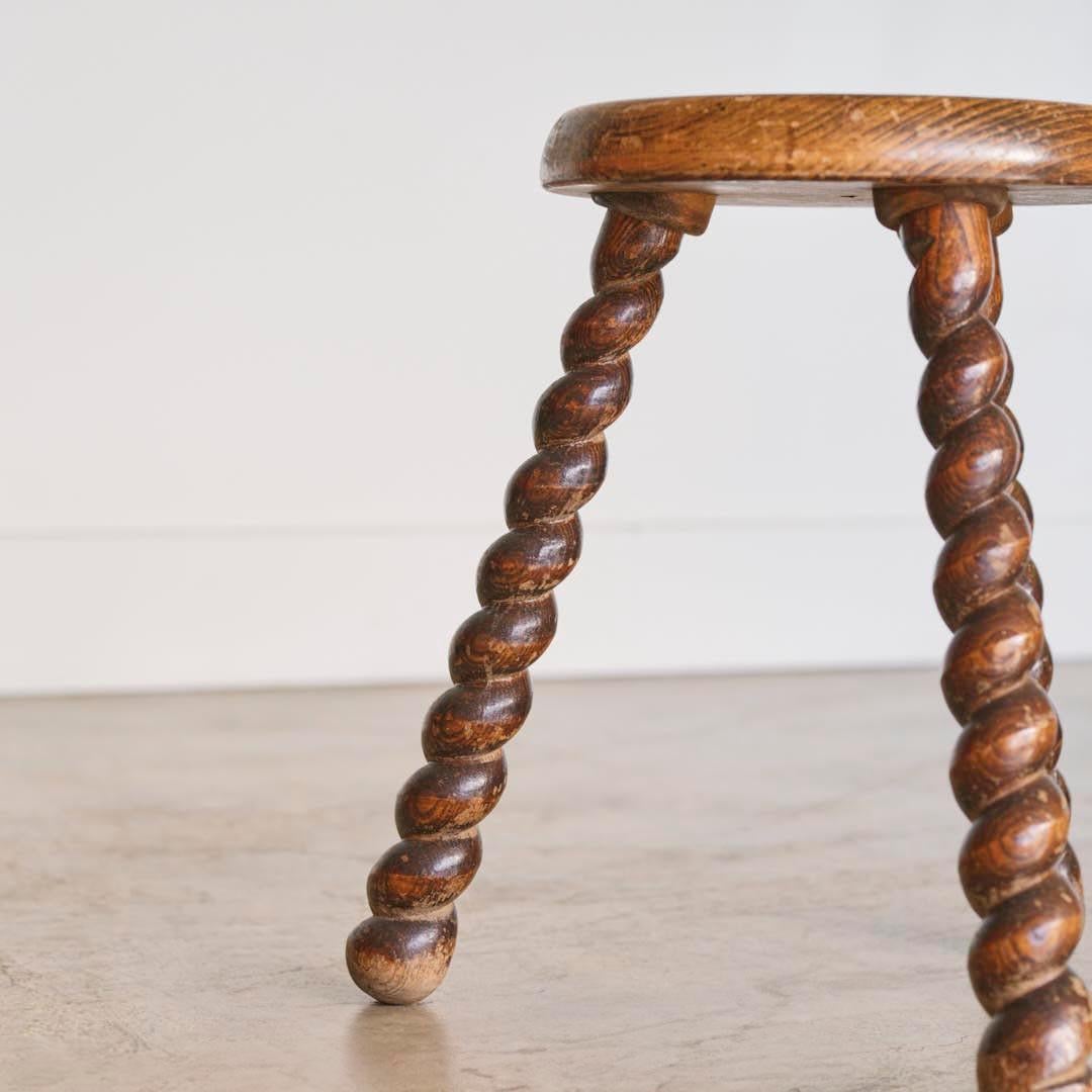 Tall French Wood Tripod Stool 2
